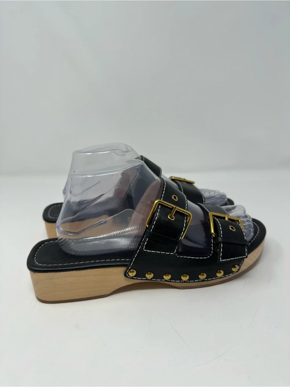 J. Crew Women's Leather Double Buckle-Strap Sandals Size 9 Clog Wood Platform